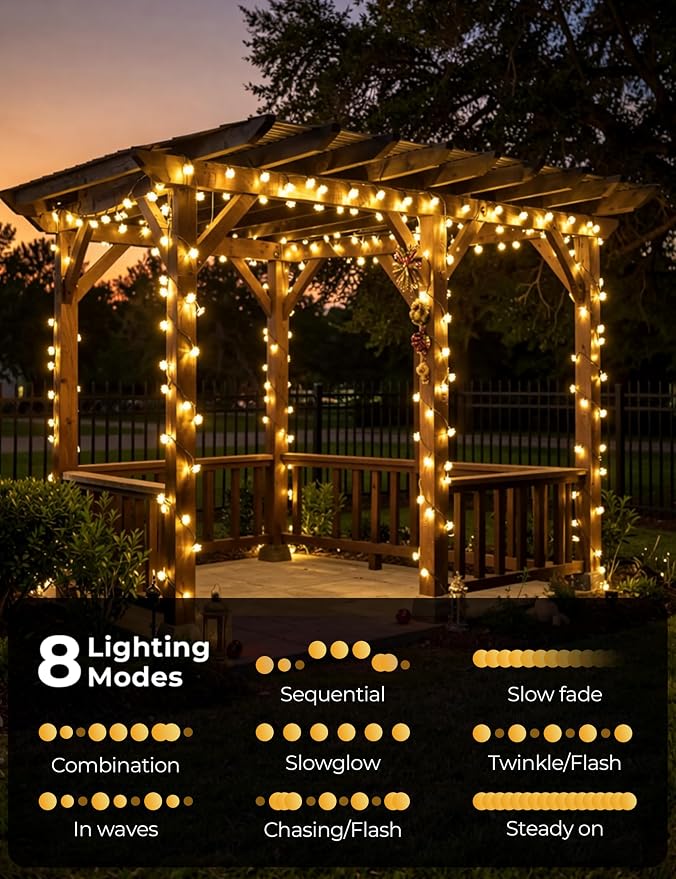 Brightown 50 LED Flower Solar String Lights Outdoor Waterproof, Warm White | Solar Christmas Lights with 8 Modes, Fairy Lights for Garden Fence Yard Lawn Tree Wedding Party