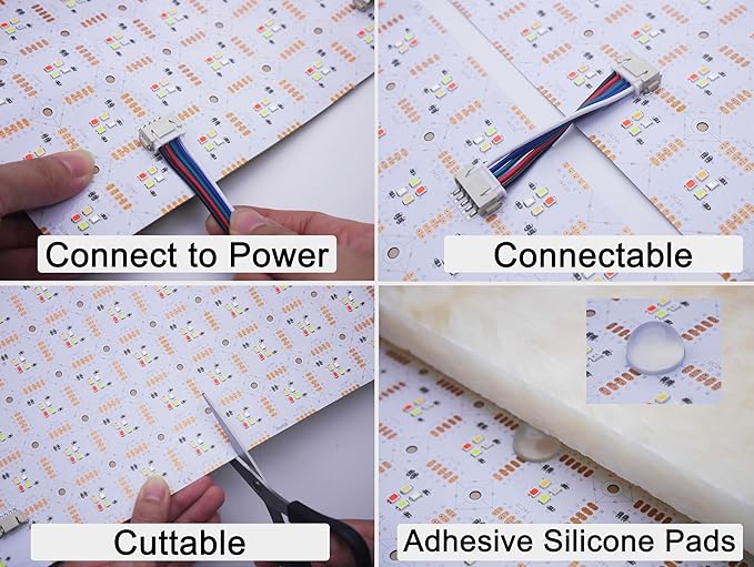 1-Pack LED Backlight Sheet 24V 45W RGBC 6000K White, 19.3X9.6 inches Each Unit, Dimmable Flexible LED Panel Sheet for Backlit Translucent Stone/Marble/Onyx/Quartz Countertops Walls
