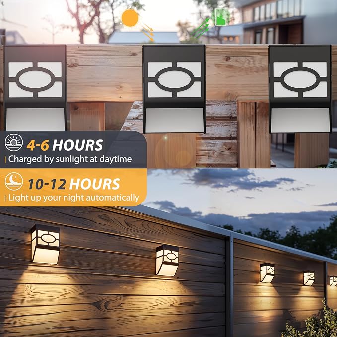 Otdair Solar Deck Lights Outdoor, 2 Modes Decorative Solar Fence Lights with RGB 7 Colors & Warm White, IP65 Waterproof Garden Decor for Yard, Patio, Front Door, Post, Landscape 8 Pack
