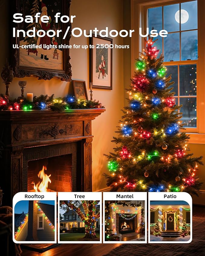 Brightown Multicolor Christmas Mini String Lights, 100-Count 20ft Incandescent Bulb Fairy Lights for Indoor Holiday Decor, Christmas Tree Garland Wedding Party Multi-Use Xmas Decoration, White Wire