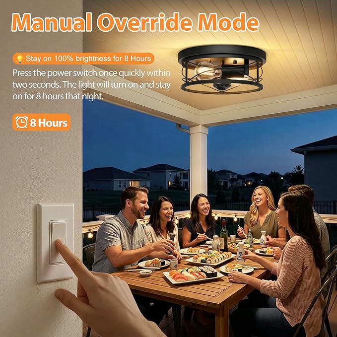 Dusk to Dawn Flush Mount Ceiling Light Fixtures, Motion Sensor for Porch | 2-Light Flush Mount Porch Light, 10in Black Ceiling Mount, Industrial Exterior Light Fixture for Farmhouse Entryway Foyer