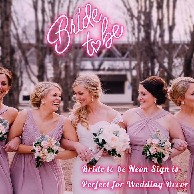 Bride to be Neon Sign, Pink LED Neon Light Signs USB Wedding Light Signs for Bridal Shower Bachelorette Engagement Party Backdrop