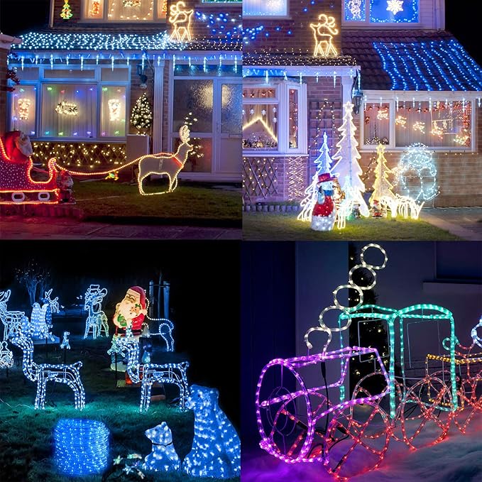 Brizled Color Changing Rope Lights, 18ft 180 LED RGB Rope Lights, Connectable Christmas Light Indoor Tube Lighting with Remote Outdoor White Tube Light Waterproof Color Outdoor Lighting for Xmas Decor