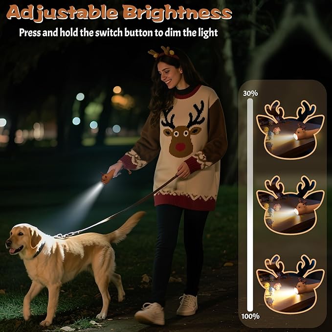 Silicone Deer Rechargeable Flashlight, Dimmable Hanging Night Light for Camping, Night Walks and Home Use, Animal Themed Themed Portable Torch