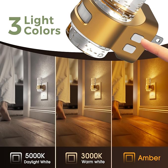 L LOHAS LED Motion Sensor Night Light, Bubble Night Lights Plug into Wall | 2 Pack 3CCT Color Temperature Change MINI Night-Light,Dimmable Nightlight with Dusk to Dawn Sensor for Rooms Bathroom Hallway