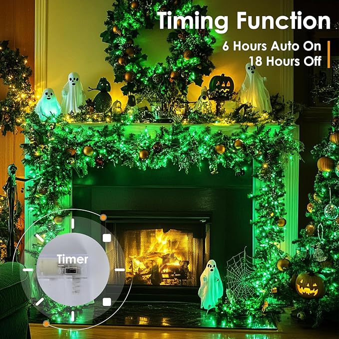 kolpop 5 Pack Fairy Lights Battery Operated with Timer, 50 LED Mini String Light Battery Powered, Green Tiny Lights for Indoor Wedding Decorations