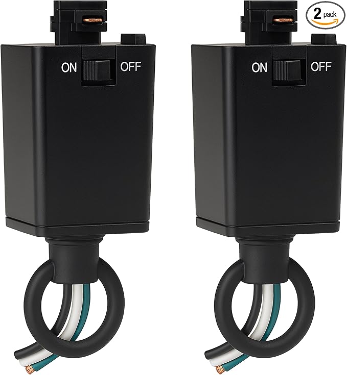 OHLECTRIC Pendant Loop Track Adapter, Black (2-Pack) – 120V – Supports Indoor Dry Locations – Durable Plastic Construction with cETLus Listing