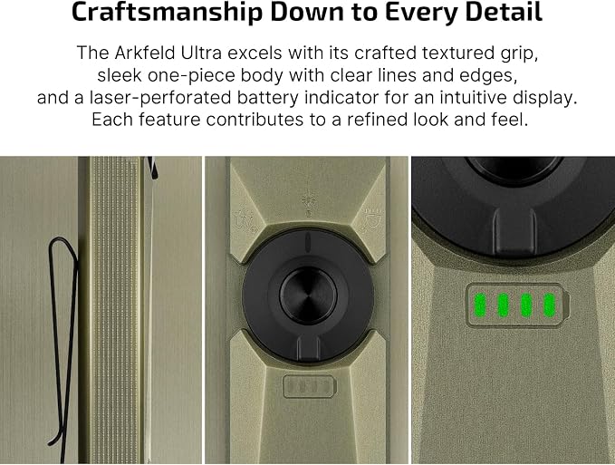 OLIGHT Arkfeld Ultra EDC Flat Flashlight Rechargeable, OAL, Olive-Green CW | Green Beam,UV Light, White LED, 1400 Lumens, Compact Magnetic Pocket Flashlight for Emergency Inspection Working