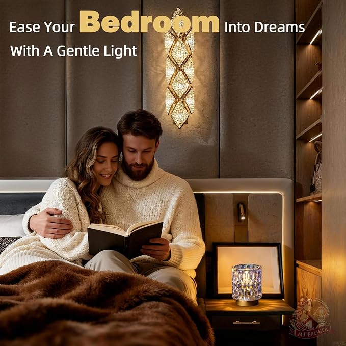 Battery Operated Table Lamp Timer, Small Cordless Lamps Decorative, Pearl | Mini Crystal Lamp for Area No Plug, LED Battery Powered Lamps Wireless, Glass Accent Light for Bathroom Fireplace Shelf Decor