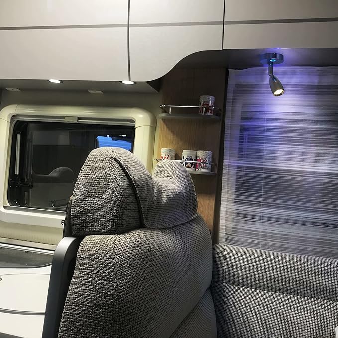 THALASSA 12V RV Wall Sconces - Boat Reading Light Interior Warm White with Built-in Touch Dimmer Switch as Camper Indoor Spotlight for DC Volts Systems of Motorhouse Caravan Vehicle Yacht