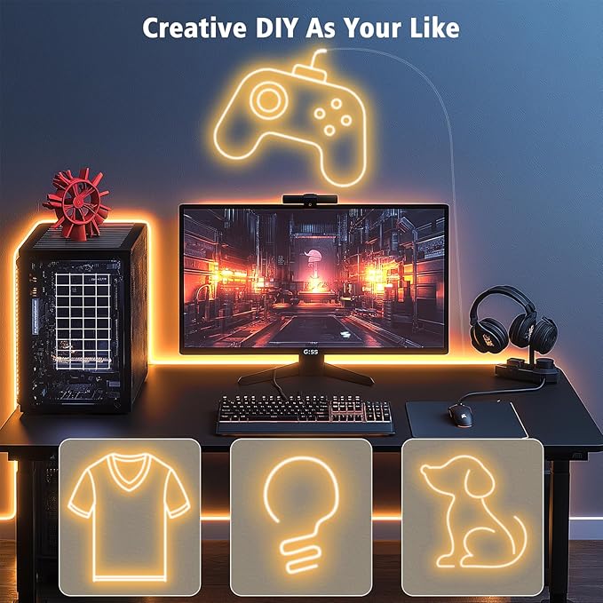 DBFAIRY 66Ft LED Neon Rope Lights, 24V Dimmable 2400LEDs Strip Neon Light, 2700K Flexible Silicone Rope Lights Super Bright IP67 Waterproof with Timer Function for Indoor Outdoor Decor(Warm White)