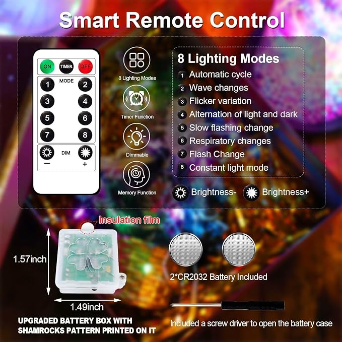 12 Pack Multicolor Fairy Lights, Mini String Lights with Remote and Timer | 8 Lighting Modes Timing Function Battery Operated 7 FT 20 LED Waterproof,Halloween Christmas Tree Parties Decor