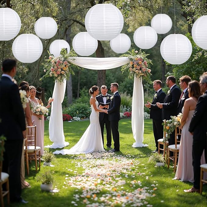 LIHAO 16 Inch White Round Paper Lanterns (10 Pack)