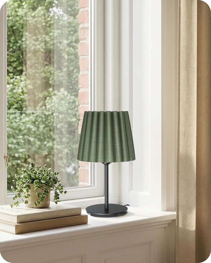 Small Bedside Table Lamp, Dimmable Table Lamp with 3 Adjustable Color Temperatures, Nightstand Lamp with a Dimmable Bulb, E26 Base, for Bedroom, Study, Desk, Green and Black J15TL05