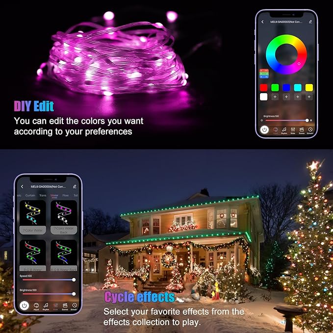 RGB Smart IC String Lights Indoor 16FT/5M [APP & Remote Control], 50 LEDs Multicolor Fairy Lights, USB Powered & IP65 Waterproof, Music/Voice Sync, Fairy String Lights for Christmas, Party