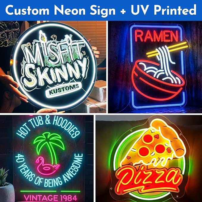 OPBYWE Custom Business Logo Neon Signs, Personalized LED Light Sign with Image Upload for Storefront, Office, Salon & Bar Decor, Commercial Signage Wall Art