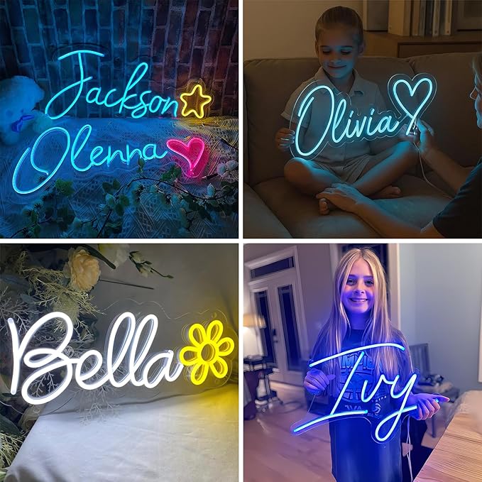Custom Neon Signs, LED Neon Name Sign Personalized for Gifts Wall Decor, Neon Lights Sign Customizable for Bedroom Wedding Decor Office Beauty Salon Party Prom