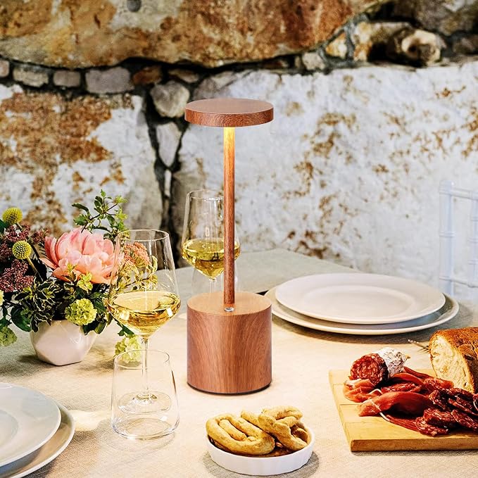 Cordless Table Lamp Rechargeable,Battery Powered LED Outdoor Table Light | SAKRINGT 3 Color Stepless Dimming,72Hrs Long Lasting Battery Operated,Portable Waterproof Touch for Patio Restaurant Dining