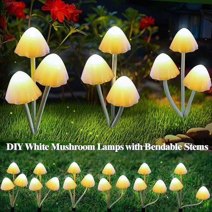 Solar Mushroom Lights for Outside, 6Pack 18 LED Mushrooms with 8 Lighting Modes, Unique Mushroom Garden Decor Gifts, Cute Mushroom Solar Lights Outdoor Garden for Path,Landscape,Yard,Patio,Lawn Decor