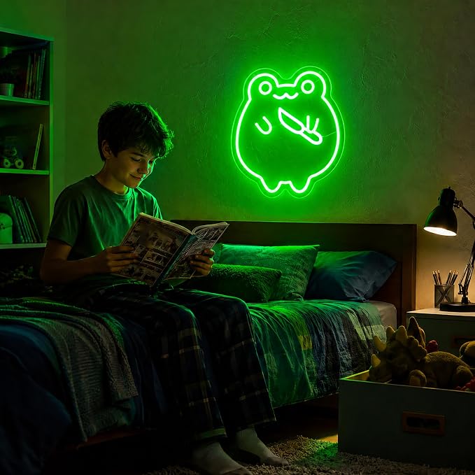 Frog Neon Sign Led Sign Neon Signs for Wall Decor Neon Lights | Frog Led Light Up Sign, Green Game Room Decor, Boys Gift, Party, Wall Decor, 5V USB Powered