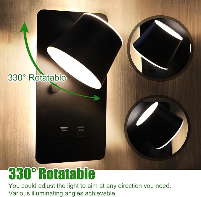 12V RV LED Bedside Reading Light with Night Light Version and Independent Switch, 350° Rotatable RV Vanity Wall Sconce, 12Volt RV Interior Lights for RV Camper Trailer Motorhome