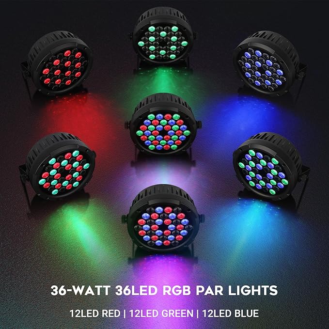36LEDs RGB Stage Par Lights - OPPSK 36W Sound Activated Multi Modes - Remote DMX Control - Easy Setup - Uplights for Events DJ Music Dance Party Wedding Church Bar Club Stage Lighting (2Pack)