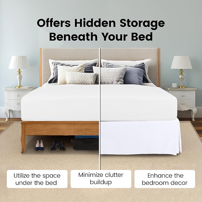Utopia Bedding Twin Bed Skirt - 20 Pack - Soft Quadruple Pleated Ruffle - Easy Fit with 15 Inch Tailored Drop - Hotel & B&B Quality, Shrinkage and Fade Resistant (Twin, White)