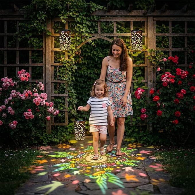 Hummingbird Mmulticolor Solar Lanterns for Outdoor Indoor, Colorful Garden Decor Gifts for Women Mom Grandma Hanging Solar Lights Metal Solar Decoration Outside for Yard, Patio, Backyard, Porch