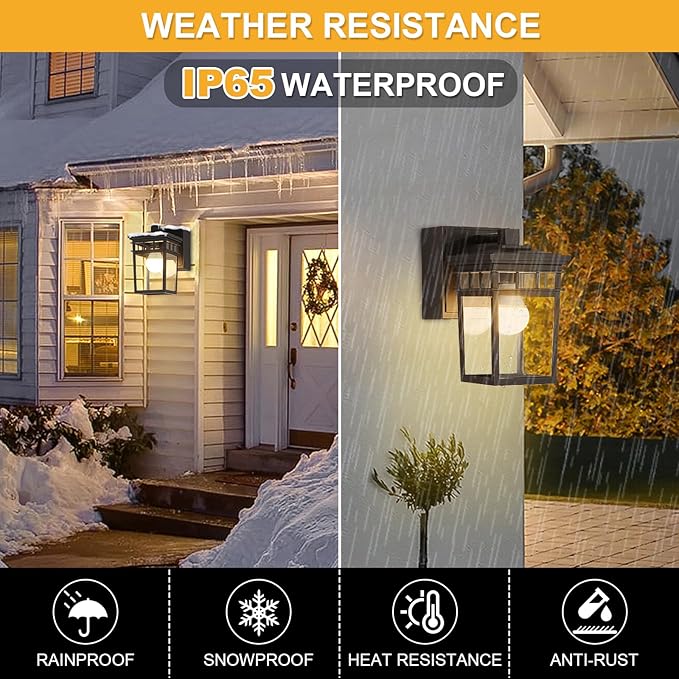 Porch Light with GFCI Outlet Built in, Dusk to Dawn Outdoor Lighting with Outlet, Waterproof Anti-Rust Alunmium Exterior Wall Mount Fixture, Outside Light for House Garage Front Door, Bulb Included
