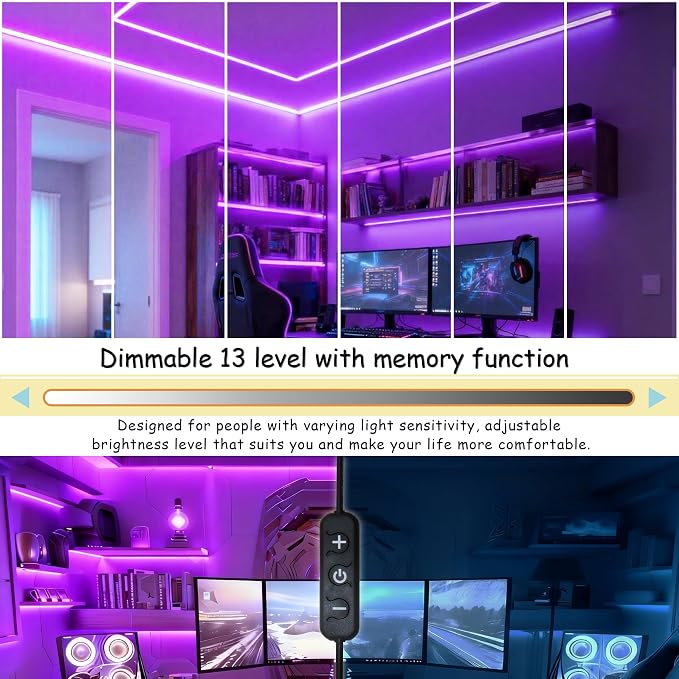 Purple Led Lights Strip for Bedroom Indoor Rope Lights Halloween Decor Easy DIY Cuttable Tape Lights for Room Bathroom Living Room Kitchen Ceiling Wall Vanity Mirror Decor