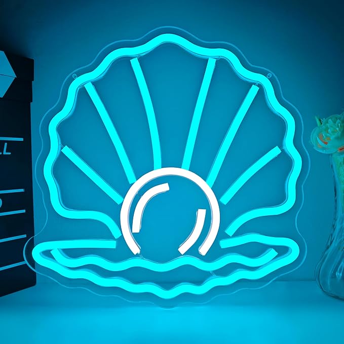 Seashell Neon Sign for Wall Decor Sea Shell With Pearl Led Sign Seashell Decor Coastal Neon Light Up Signs for Bar Club Hotel Store Home Party Summer Vibe Wall Art Sea Lovers Gift Kids Room