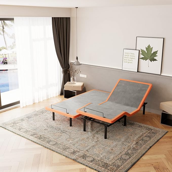 Split King Adjustable Bed Frame - Adjustable Bed with Massage, 3000 Series | Wireless Remote, Foot&Head Incline, Zero Gravity, Dual USB Ports, Under Bed Light
