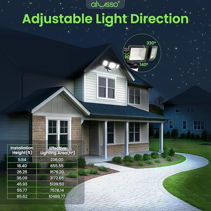 ALUSSO Motion Sensor Outdoor Lights Hardwired(Not Solar),40W 4500LM Flood Lights Outdoor 120V,3 Modes(Dusk to Dawn/Auto/On Time), 3CCT 3000K/4000K/6500K Security Light for Garage Yard Porch,Black,ETL