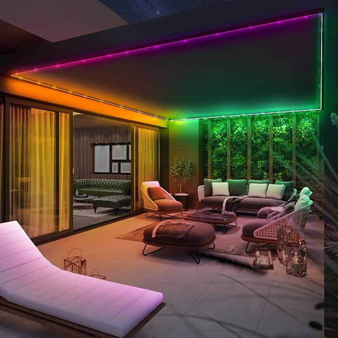 Feit Electric 20FT Smart LED Strip Light, Chasing RGB + Tunable White, App & Remote Control, Alexa & Google Home Compatible, Linkable & Cuttable Tape Light, TAPE20/CHASE/AG