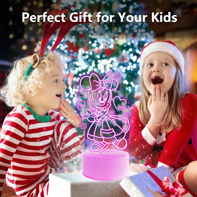 Cute Night Light for Kids 2 Sets - Anime Charater Decor Lamp with 16 Colors Change, Remote, Dim Control, 3D Illusion LED Night Lights for Kids Gifts Party Birthday Decoration
