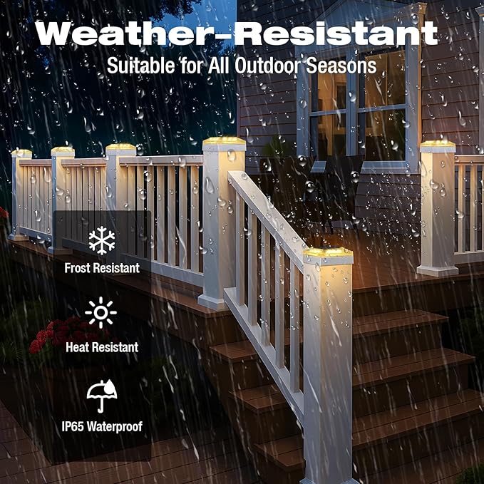 4x4 Solar Post Cap Lights Outdoor 16 Pack, 3 Color Modes/Dusk to Dawn/IP65 Waterproof, Fits 4x4 Vinyl/PVC Wood Posts Top, White LED Fence Topper Light for Deck, Backyard