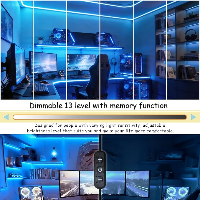 Blue 50 Feet Led Lights Strip Indoor Rope Lights Easy DIY Cuttable Strip Lights for Fish Tank Bar Room Bathroom Living Room Kitchen Ceiling Wall Vanity Mirror Decor