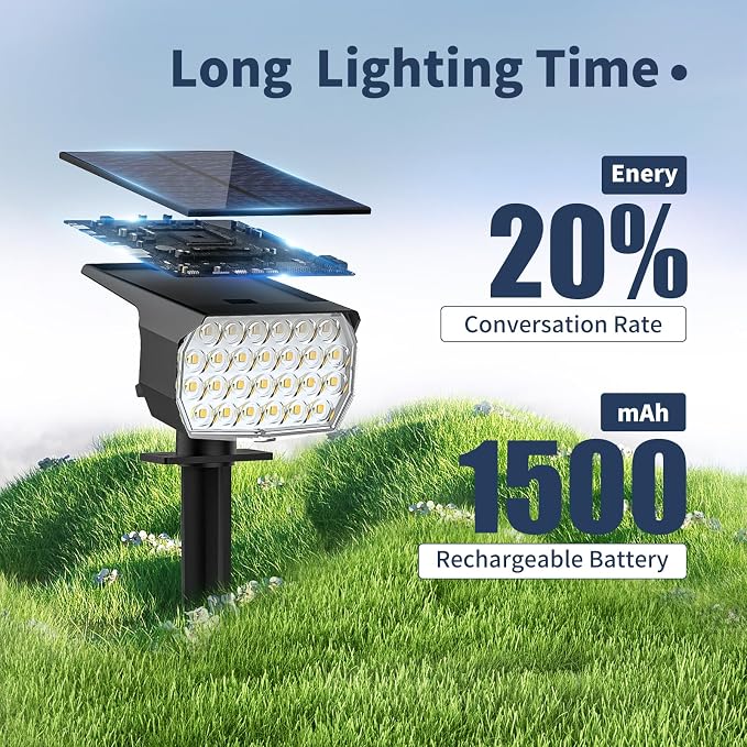 Solar Spot Lights Outdoor 12 Pack, [52 LED/ 6 Color Lighting] Solar Lights Outdoor Waterproof IP65 Dusk to Dawn Solar Powered Landscape Spotlights for Outside Yard Garden Pathway Lawn