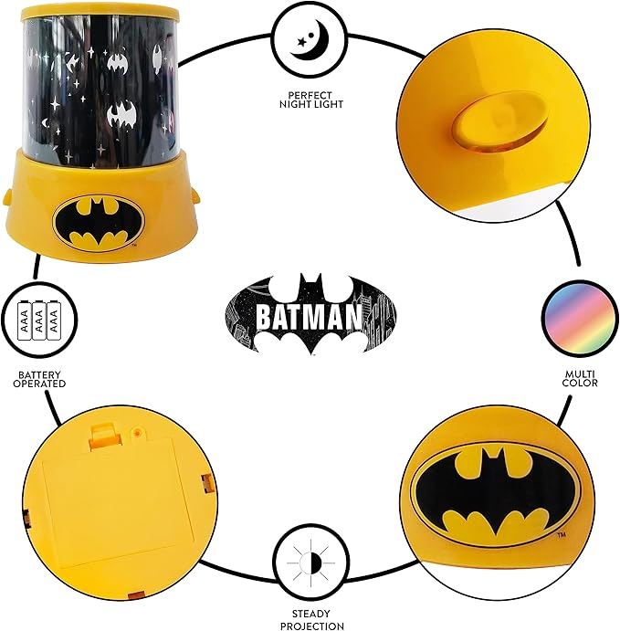 Batman Color Changing Kids Lamp and Nightlight,LED Projection Light for Bedroom Décor, Superhero Night Lamp for Boys & Girls