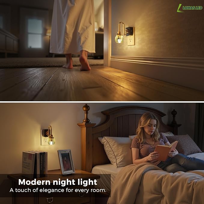 L LOHAS LED Night Lights Plug into Wall, 3000K Soft White | Flower Night Lights with Dusk to Dawn Sensor, 0-100lm Adjustable Brightness, for Hallway Bedroom Stairway