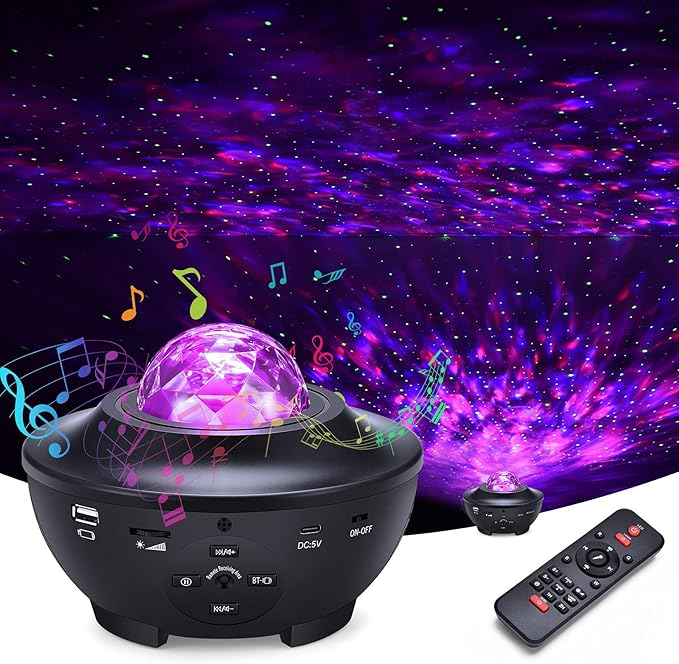 Galaxy Projector Night Light with Voice Control, 21 Lighting Effects, 3 in 1 Ocean Wave, Galaxy and Star Night Light for Baby, Kids, Adults, Home Theatre