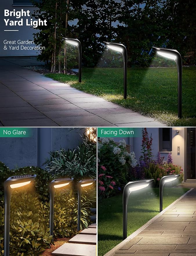 Solar Pathway Lights,【2 Pack】 Solar Garden Lights Outdoor Waterproof Solar Powered Path Light Auto On/Off for Landscape Path Yard Patio Walkway Driveway Pool Holiday (Cool White & Warm White)