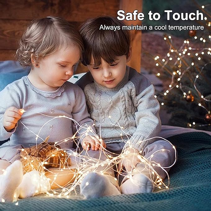 Fairy Lights Battery Operated String Lights 16.4ft 50LED Flashing and Constant Light Waterproof Silver Wire for Christmas DIY Party Wedding Decoration (Warm White, 2 Pack)