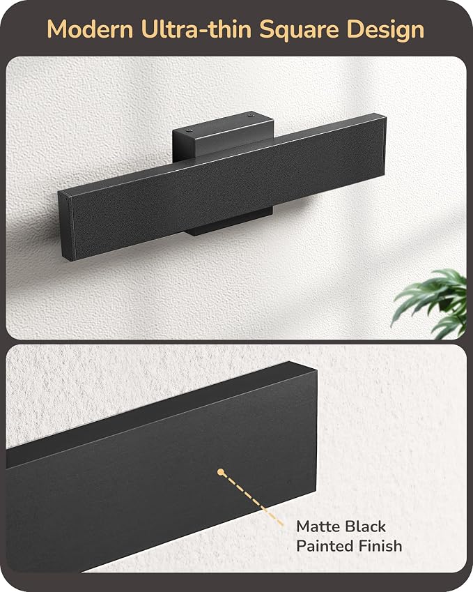EDISHINE 2 Pack LED Outdoor Wall Lights Dimmable, 3000K 4000K 5000K, 15.7" Modern Black Outdoor Wall Sconce, IP65 Waterproof, Linear Exterior Wall Light for Entrance, Hallway, Garage, Porch
