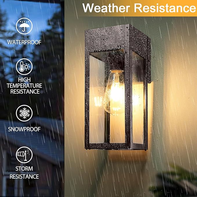 Porch Lights Outdoor Wall Sconce, Outdoor Light with GFCI Outlet, Waterproof Exterior Wall Lantern Light Fixtures, Anti-Rust Wall Lamp for Patio Doorway Garage- Bronze, 1 Pack