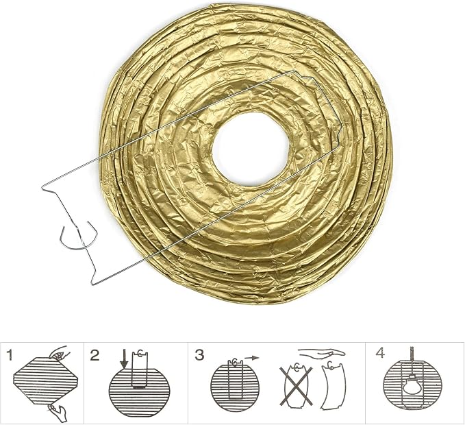 LIHAO 10 Pack Gold Paper Lanterns, 6/8/10/12 Inch, Graduation Party Decor | Chinese Lantern, Ceiling Hanging Decor, Birthday & Wedding Decorations