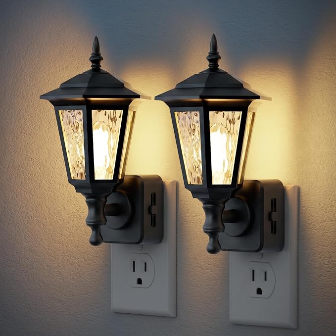 JandCase Night Lights Plug into Wall, 3000K Soft White | Dusk to Dawn Sensor, 0-100LM Dimmable Industrial 180°Rotating Night Light for Bedroom, Bathroom, Living Room, Hallway