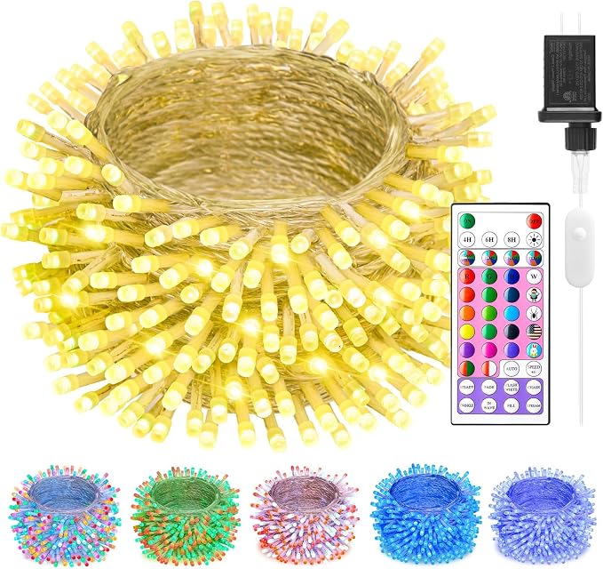Minetom Color Changing String Lights,22 Colors 100 LED 33FT Outdoor Indoor Waterproof with Remote, Twinkle Christmas Lights, Plug in Fairy Lights for Halloween Easter Valentine's Xmas