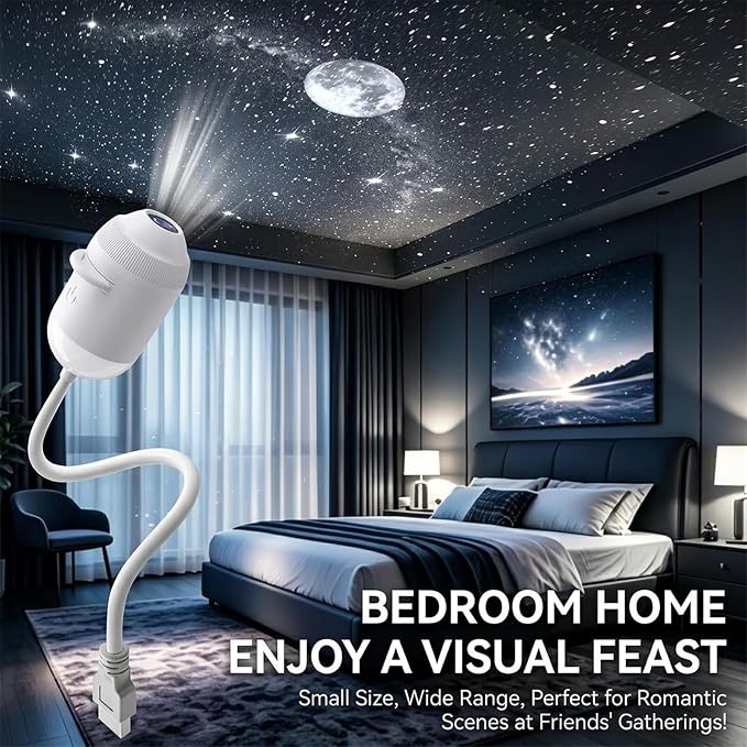 2026 UpgradedHD Smart Dynamic 5D Holographic Night Light Projector, 2-in-1 Galaxy Projector Night Light, USB Star Projector, 360° Adjustable Hd Galaxy and Ocean Projector for Bedroom Ceiling(3 Films)