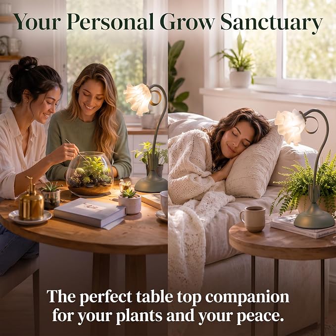 Table Top Grow Light for Indoor Plants – Decorative Desk Plant Light for Succulents Bonsai Cactus, Adjustable Desktop Grow Lights with Base, Cute Office Mini Grow Lamp